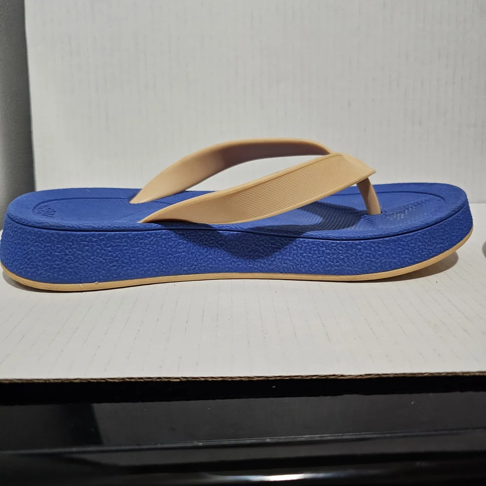 East Pacific Trade Malibu Blue Tan Unisex Flip flops sandals Sz women's 8 mens 7 - Picture 2 of 11